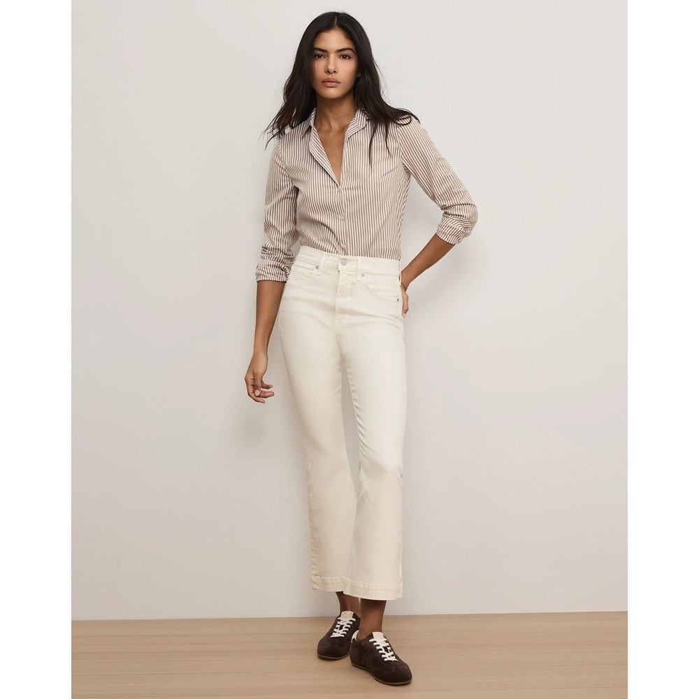 Veronica Beard Carson Ankle Flare Jeans Womens 30 High Rise Ecru White Denim